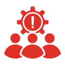 Red alert icon with three people silhouettes.